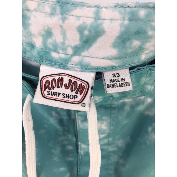 Ron Jon Surf Shop Mens Board Shorts Size 33 Swim Suit Skim Skate Trunks Green - Picture 3 of 14